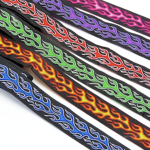 Flames Jacquard Ribbon 1" (25MM) Flame Design choice of 6 colors polyester 10 Yards