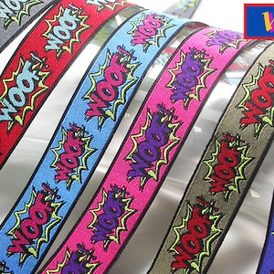 Fita Jacquard 15/16" (24mm) WOOF Cartoon Comic design por jarda