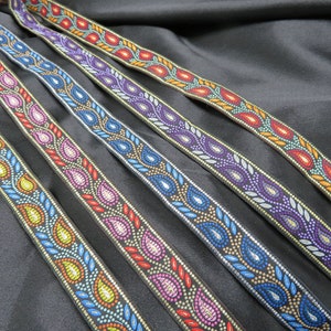 Jacquard Lint 3/4 "Metallic Leaf Design * Kleuren * Geprijsd gesneden op maat