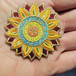 Embroidered Sun Mandala Iron On Patch, Asian Applique