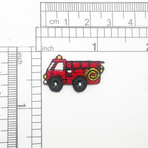5 x Fire Truck Mini Patch Embroidered Iron on Applique