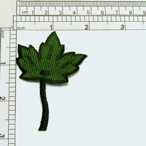 Maple Leaf Green Iron On Embroidered Applique 2 3/4&quot; long x 2&quot; wide
