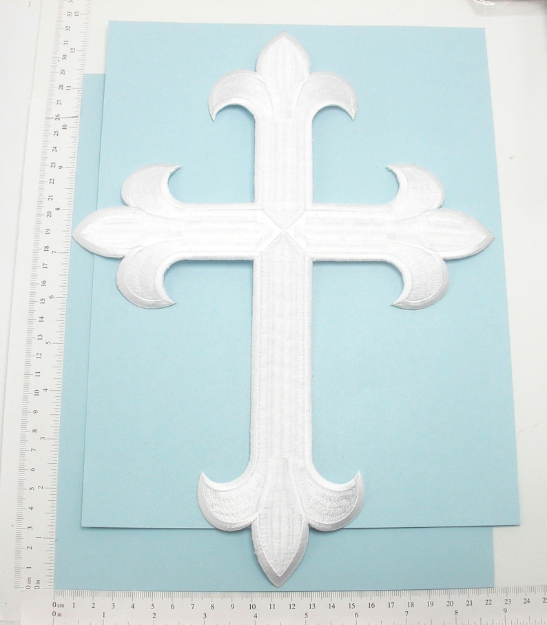 305mm x 225.4mm Latin Cross 12 x 8 78 Cross Patch 12 Iron On Applique Fully Embroidered