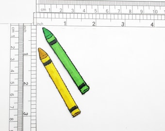 Crayon Iron On Patch Applique Entièrement brodé 2 5/8" de haut x 3/8" couleurs primaires