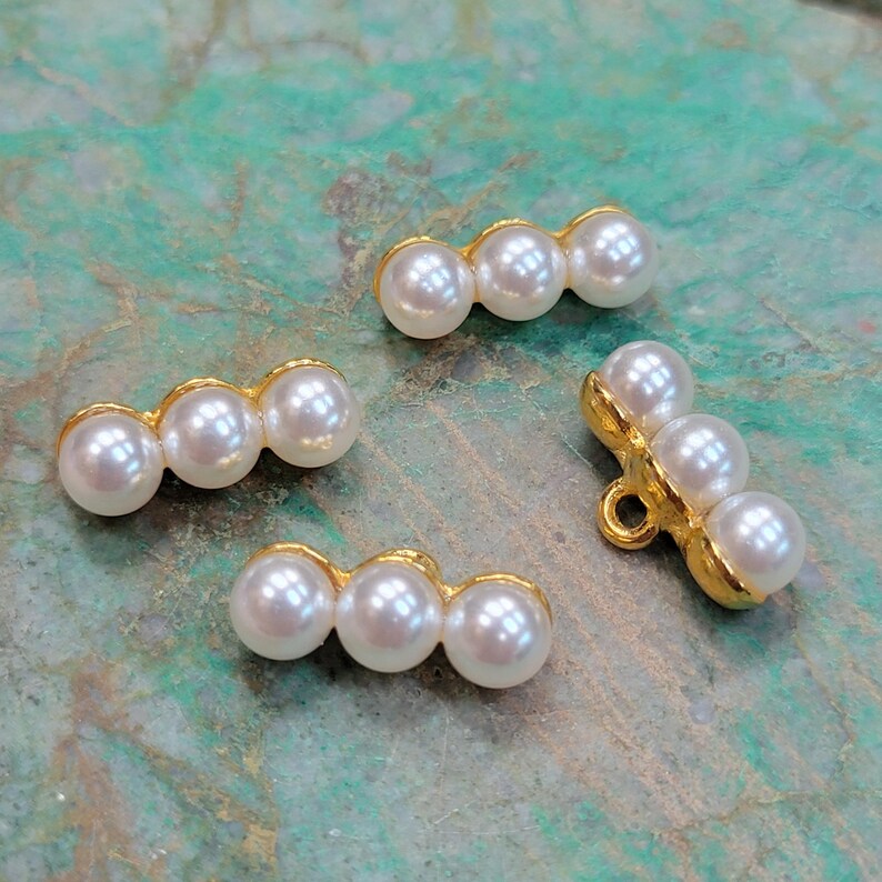 Set of 4 Faux Triple Pearl Metal Shank Buttons 18.9mm & 6.5mm - Etsy