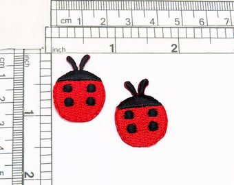 2 x Ladybug Iron On Embroidered Appliques