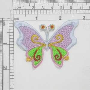 Butterfly Patch Multi Iron On Embroidered Applique 2 3/4&quot; across x 2&quot; high