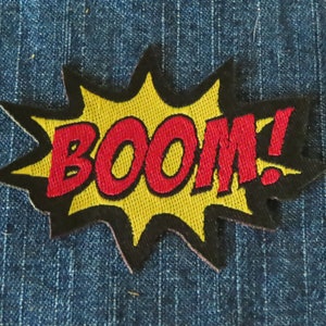 Boom Cartoon Patch Comic Style Punch word Iron on Woven  Applique