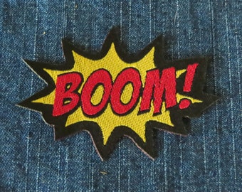 Boom Cartoon Aufnäher Comic Style Punch Wort Bügeleisen auf Webapplien