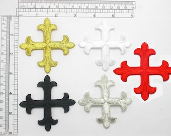 Latin Equal Cross 3" (75mm) Iron On Patch Applique - *Colors* 2 pack & Up