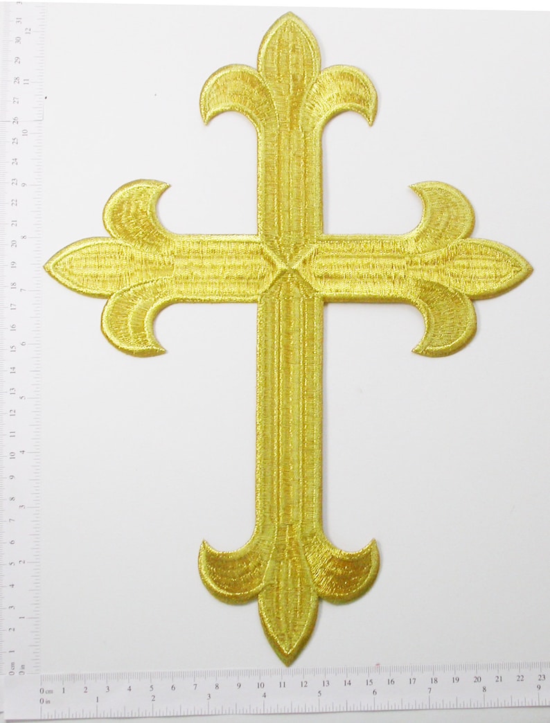 305mm x 225.4mm Latin Cross 12 x 8 78 Cross Patch 12 Iron On Applique Fully Embroidered