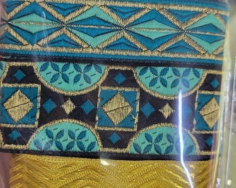 Jacquard Ribbon Remnant Pack Teal  Shades 6 x 1 Yard Lengths