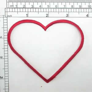 Red Heart Patch Outline 3 1/4&quot; high Iron On Embroidered Applique