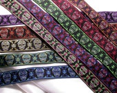 Sugar Skulls Jacquard Ribbon 1 quot (25MM) choice of 12 colors polyester 3 Yards up