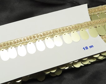 1 3/8" 35mm Oval Sequin Trim Header 18 Meters - dancewear, saree, sewing trim border