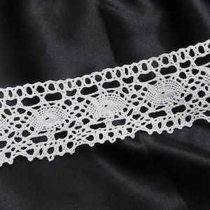 White 2" (50mm) Cotton Cluny Lace trim picot edge crochet sewing crafts bobbin machine lace per yard