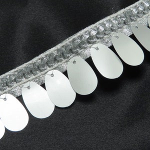 Silver Oval Sequin Trim - 35mm Dancewear Sewing Border