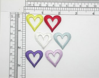 Open Heart Patch 1" Embroidered Iron On Applique - 5 Pack