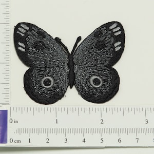 Butterfly 2 1/2&quot; Black and Gray Iron On Applique