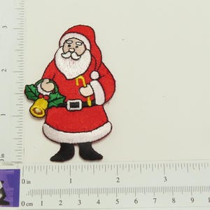 Santa with Bell Iron On Patch Applique   Measures 3 1/8&quot; high x 2&quot; wide