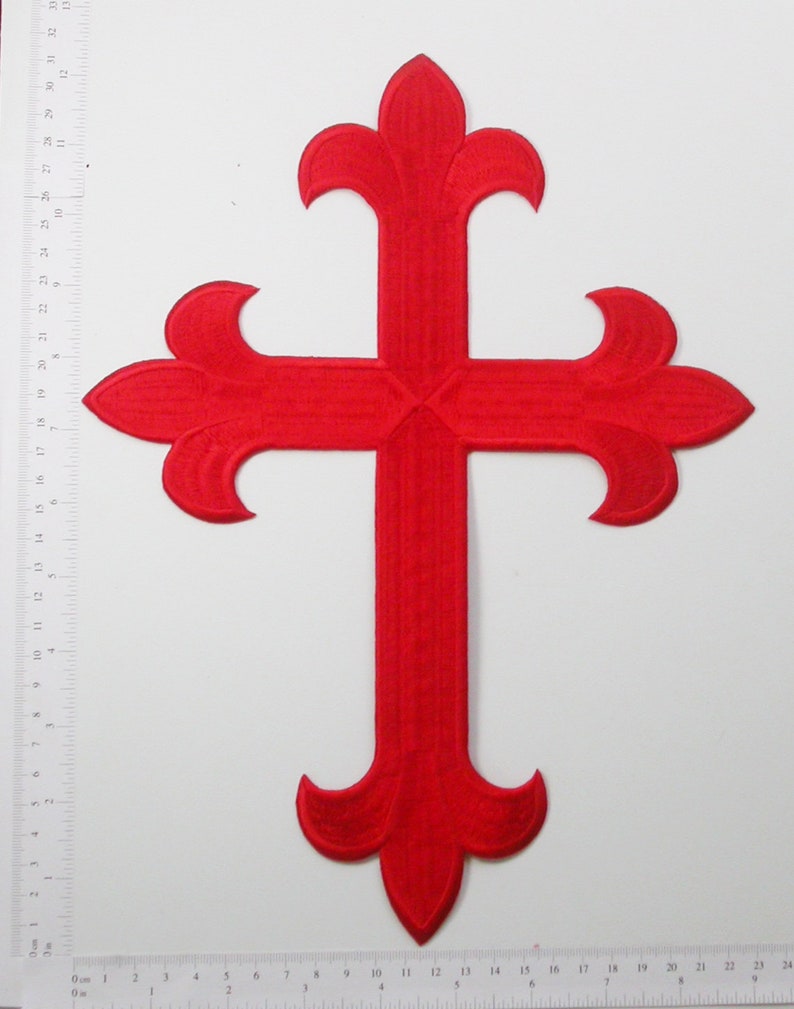 305mm x 225.4mm Latin Cross 12 x 8 78 Cross Patch 12 Iron On Applique Fully Embroidered