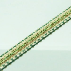 Fancy Gimp Braid 1/2 "13 mm de largura Marfim Verde e Ouro Preço por jarda