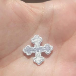 Cross - Iron On Patch Applique - Equal Rounded End Cross 1&quot; (25mm) 2 pack & Up