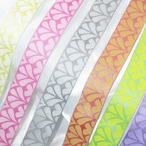 Jacquard-Band 25mm Zweifarbiges Blatt-Blüten-Muster Wendbar 3 Meter & mehr