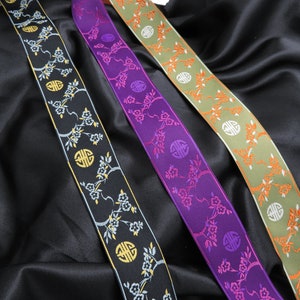 Jacquard Ribbon 1 1/2&quot; Oriental Cherry Blossom Per yard Woven Border