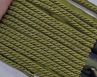 5 yards 1/4" Cord Sage Green Cordedge on 5/8" Lip (16mm) High End  Rayon