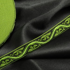 Fita Jacquard 1/2" 12,5mm Scroll Swirl Verde 5 jardas