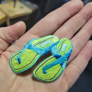 Green Flip Flops Embroidered Iron On Applique