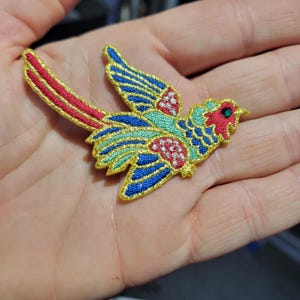 Aplique bordado de faisão, patch termocolante com olho de gema