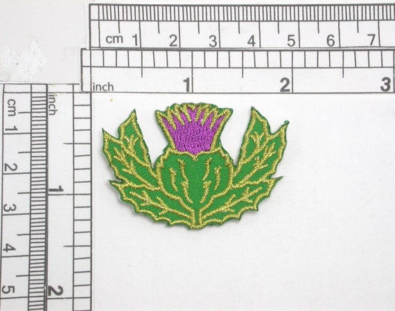 Scottish Thistle in Love Heart Iron/Sew on Embroidered Patch (A)