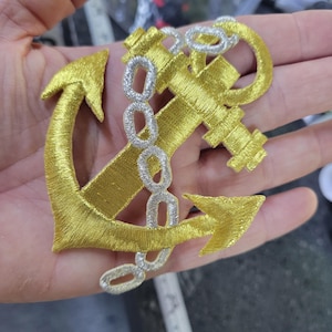 Anker mit Kette Metallic Gold Bügelbild Applikation
