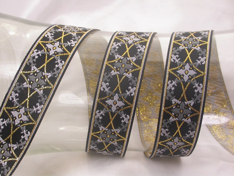 Fancy Mardi Gras Metallic 3 yards choice of 10 colors 1 Fleur De Lys Jacquard Ribbon 25mm