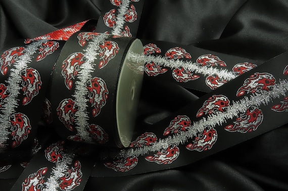 Skull Fireball Jacquard Ribbon 2