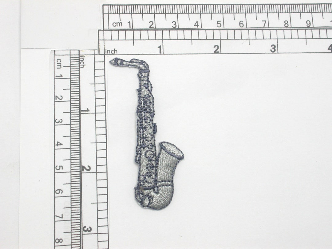 Saxophone Patch Embroidered Iron on Patch Applique Silver Grey Etsy