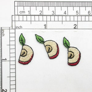 Apple Slice Iron On Patch Applique, Set of 3