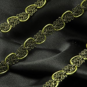 Metallic Braid 1/2&quot; 12.5mm Black & Metallic Gold Wrights Brand Priced Per yard
