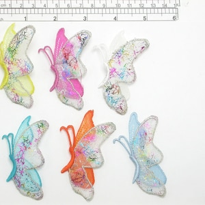 Butterfly 3D Sparkle Wings Embroidered Iron On Applique *Colors*  Measure 2&quot; across x 3&quot; high
