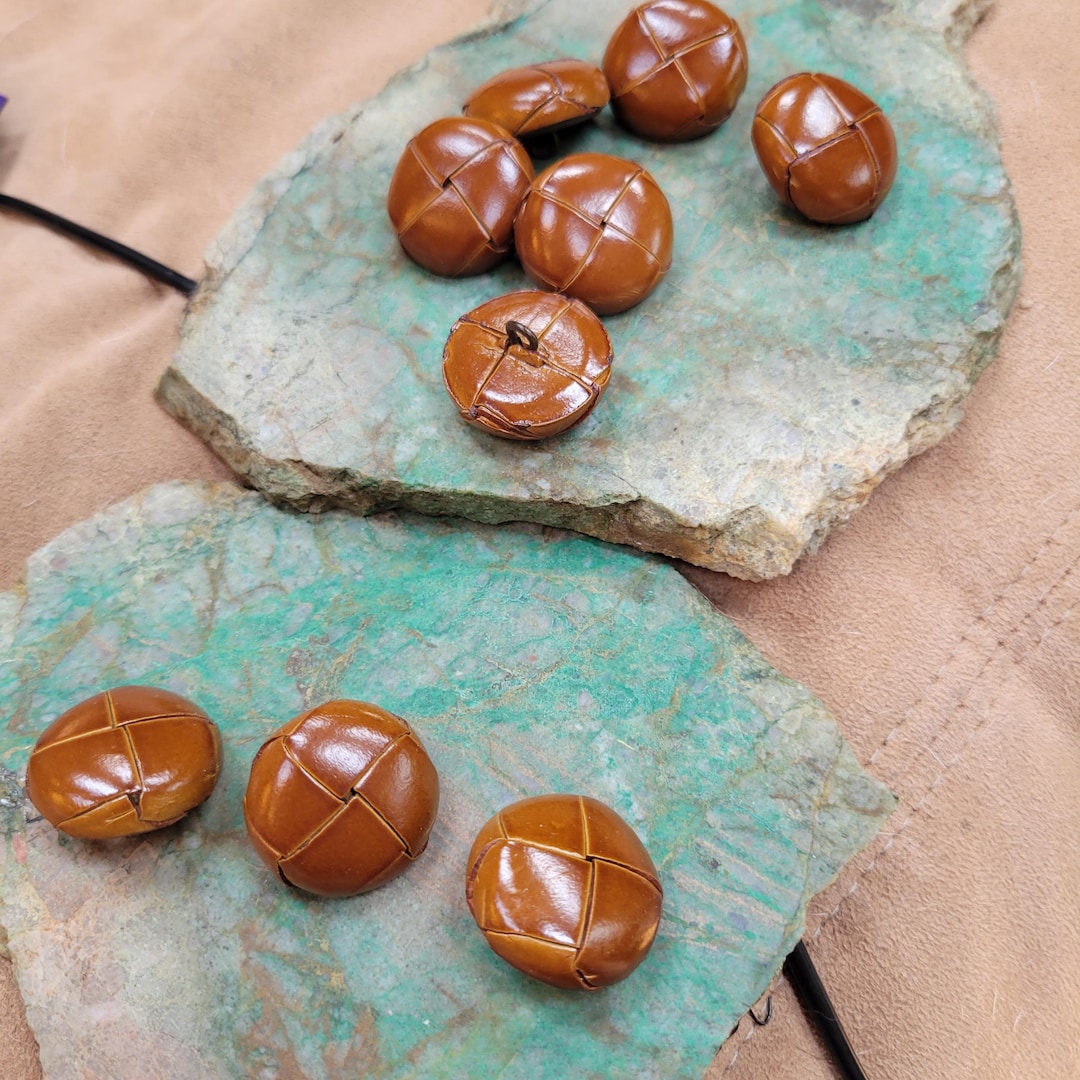 Boutons En Cuir Véritable Vintage Marron Forme Football - 5 Pièces Tissés à La Main, Style Rétro Chocolat Pour Vêtements