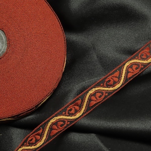 Fita Jacquard 1/2" 12,5 mm Rolagem Redemoinho Ferrugem 5 jardas