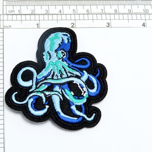 Octopus Patch Embroidered Iron On Applique  2 3/4&quot; X 3&quot;  (70mm x 76mm)  Wylee