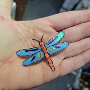 Dragonfly Patch Sparkle Wings  Iron On Embroidered Applique