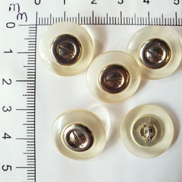 5 x Button Clear with center screw and washer detail  19mm shank industrial look