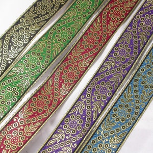 Jacquardband 1 33,6mm Metallic Floral Priced Bulk Stock