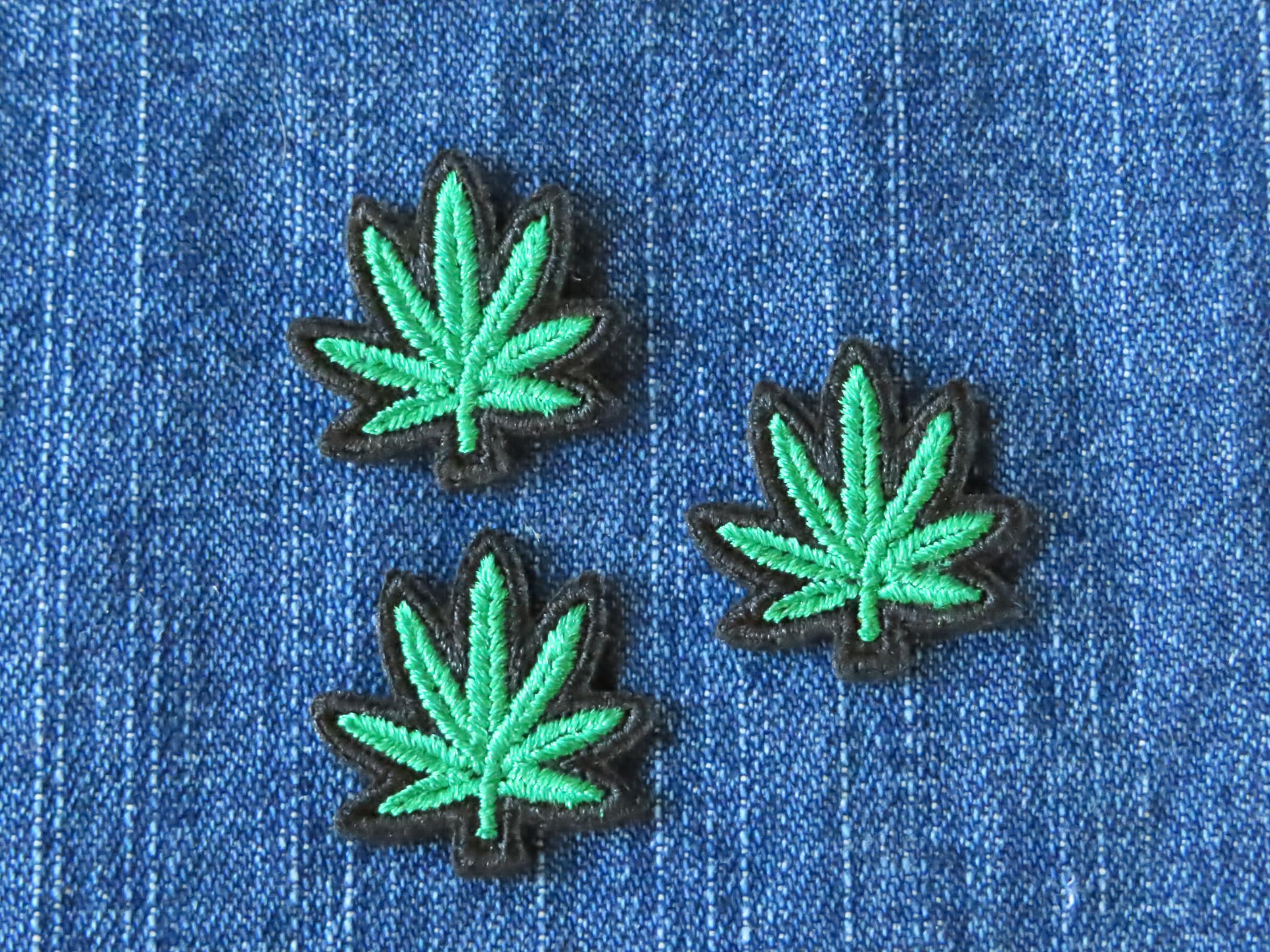 3 X Marijuana Pot Leaf Iron on Patch Applique Iron on Patch Applique  Measures 1 X 1 -  Denmark