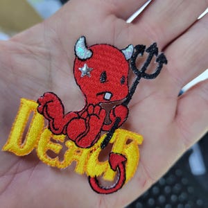 Devil of Death Iron On Patch, Embroidered Applique