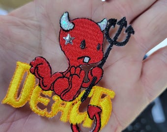 Devil of Death Iron On Patch, Embroidered Applique